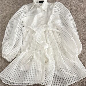 Vici White Sheer Checkered Dress